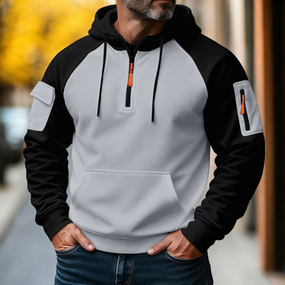 Sweat à capuche décontracté avec fermeture éclair décorative – style sport et urbain