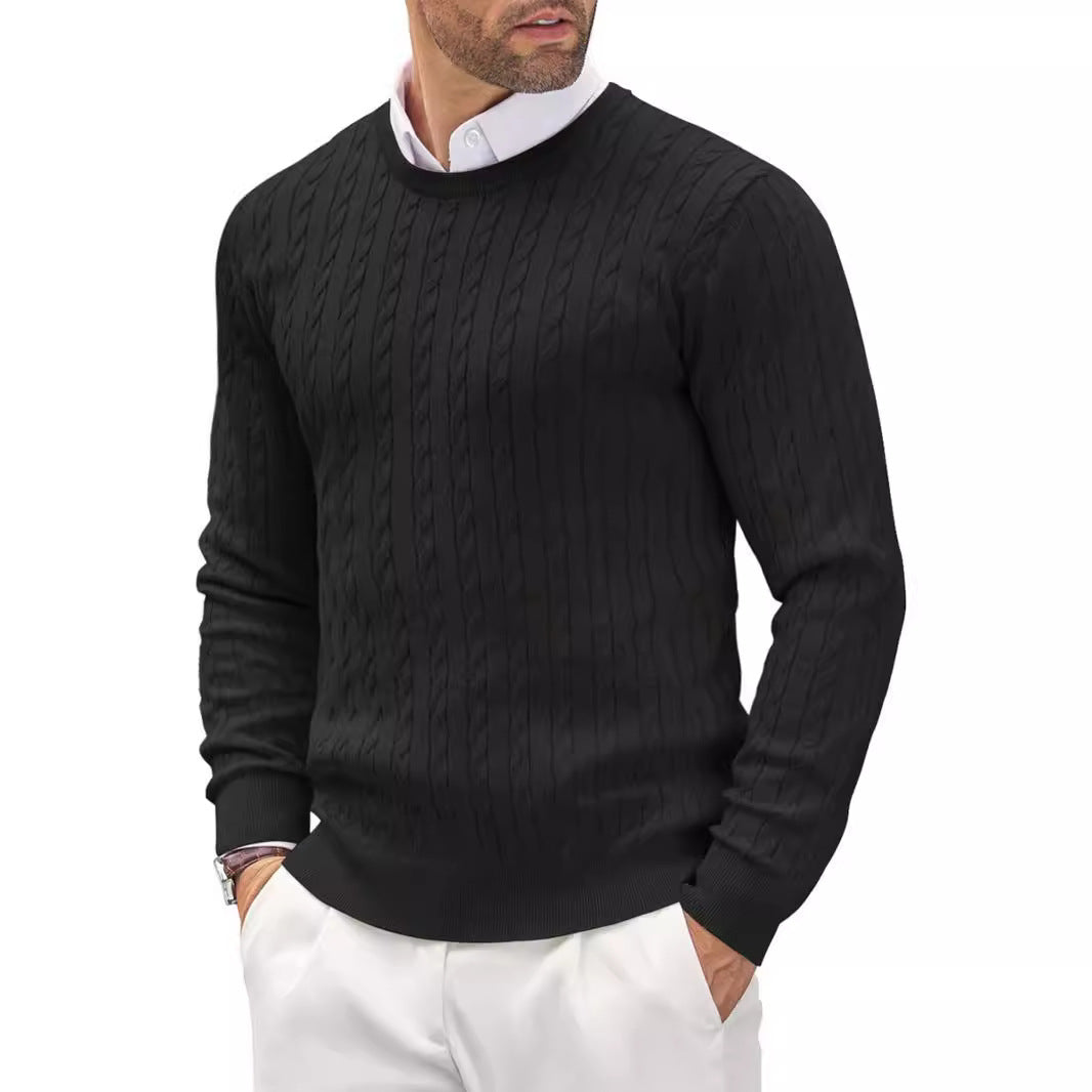 Pull en maille col rond, fleur torsadée – slim fit