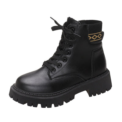 Bottes Martin pour femme doublées en polaire, style britannique