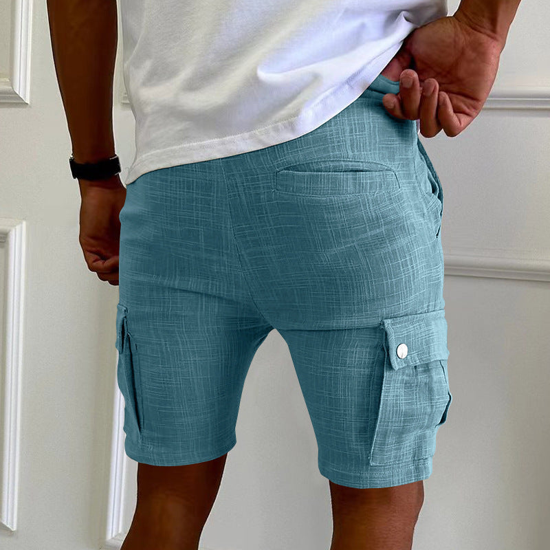 Short multi-poches pour hommes, en coton, ample à jambes droites