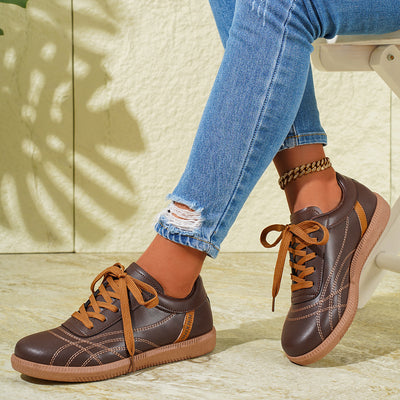 Baskets rétro à lacets pour femme, mode décontractée à semelle épaisse, bout rond et enfilage pratique