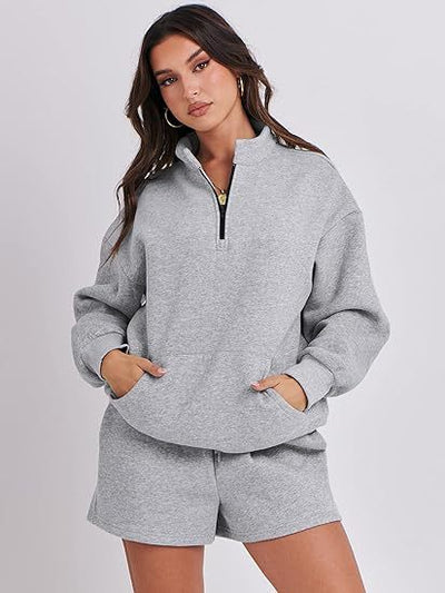 Costume Deux Pièces Avec Poche Pull Short Pour Femme