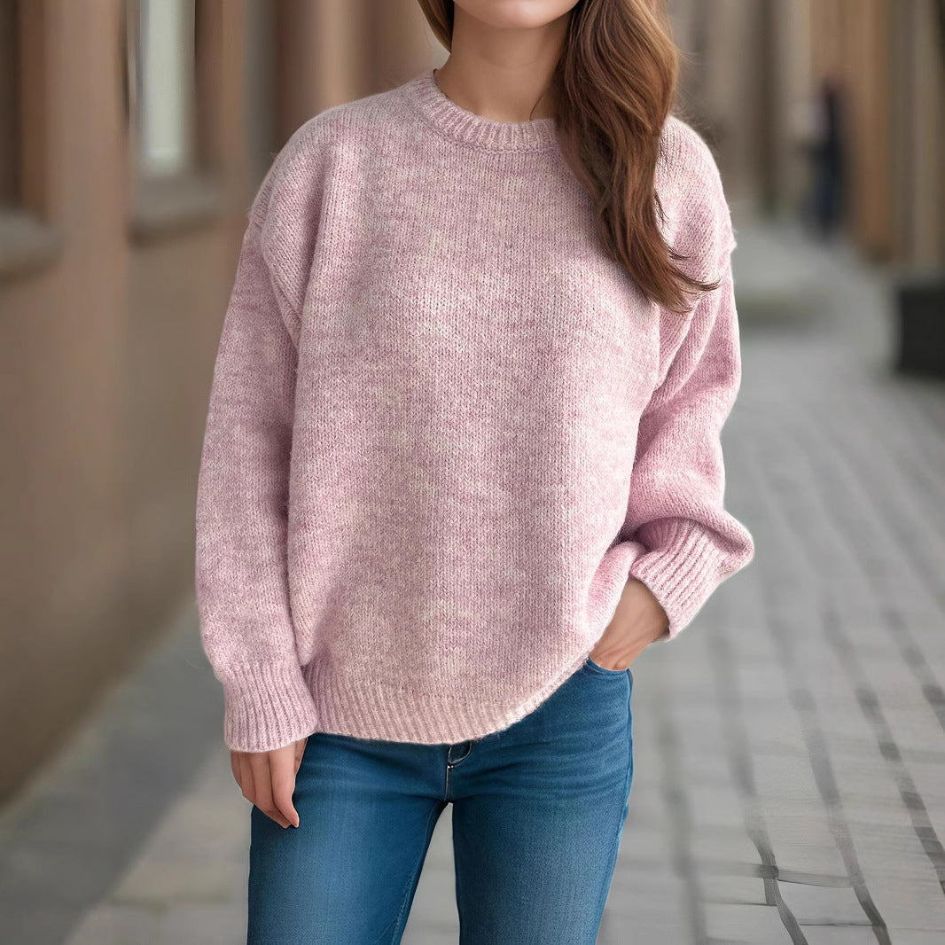 Pull femme ample à encolure ronde pour l’automne et l’hiver
