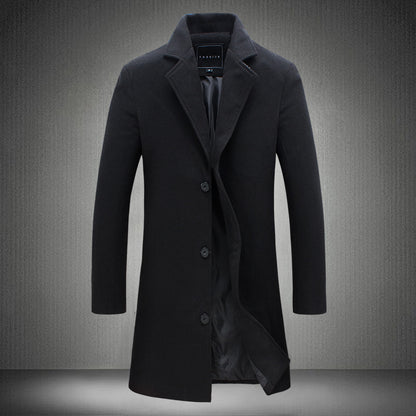 Manteau Laine Homme Coupe Slim  Mi-long