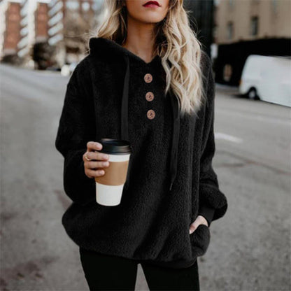 Sweat à capuche de couleur unie à capuche à manches longues pour femmes