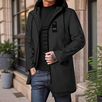 Veste homme mi-longue à capuche, imperméable et coupe-vent, esprit workwear moderne