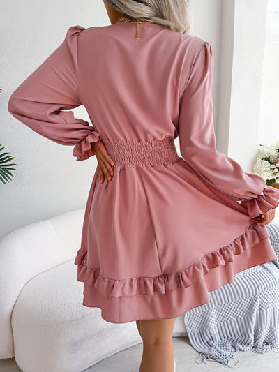 Robe évasée à taille ajustable avec volants – Inspiration européenne et américaine