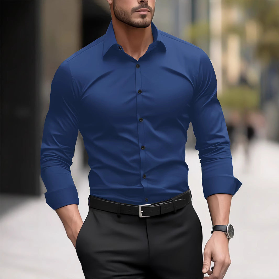 Chemise décontractée à manches longues pour homme avec motif dégradé.