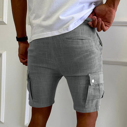 Short multi-poches pour hommes, en coton, ample à jambes droites