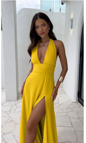 Robe sexy à col en V,