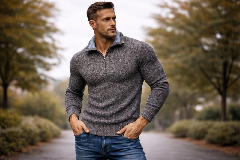 Pullover épais à enfiler avec demi zip