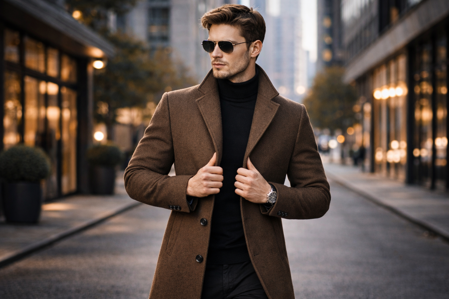 Manteau long en laine pour homme – Style décontracté – Automne/Hiver