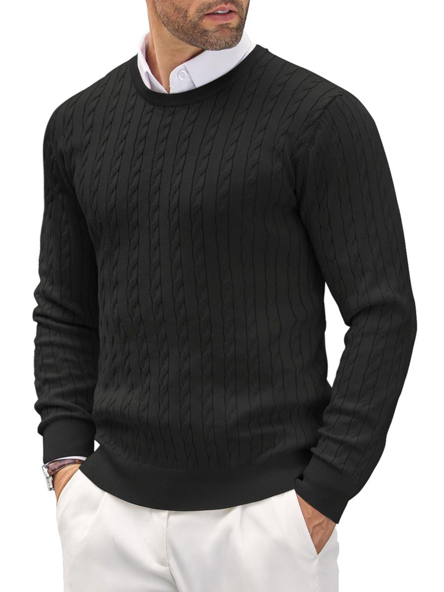 Pull en maille col rond, fleur torsadée – slim fit