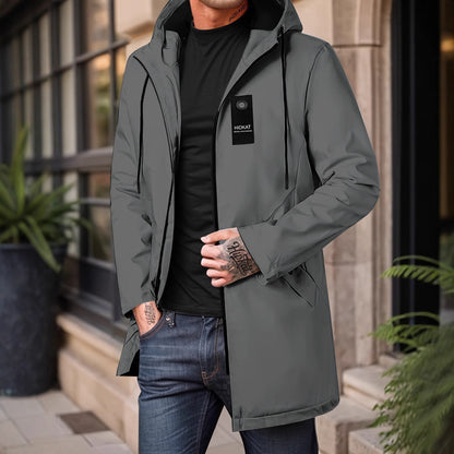 Veste homme mi-longue à capuche, imperméable et coupe-vent, esprit workwear moderne