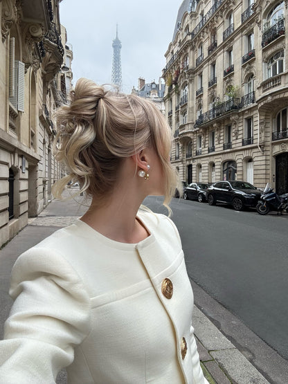 Costume veste et short blanc à simple boutonnage