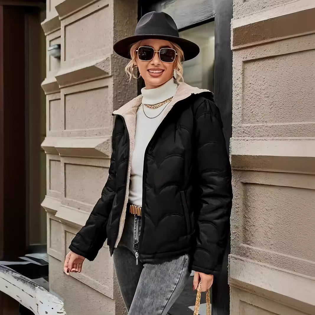 Veste en coton pour femmes européennes et américaines, manteau court chaud.