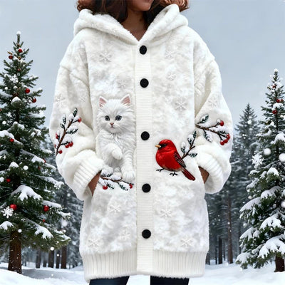 Manteau long cardigan décontracté imprimé pour femme, coupe ample