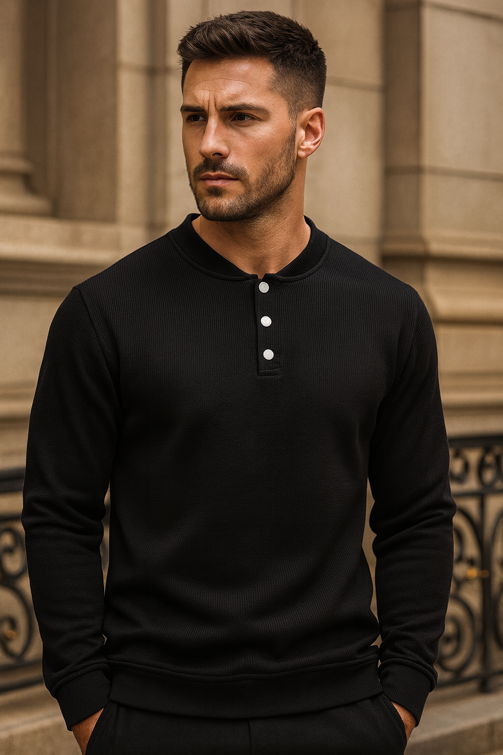Sweat homme col rond, intérieur polaire ultra-confort